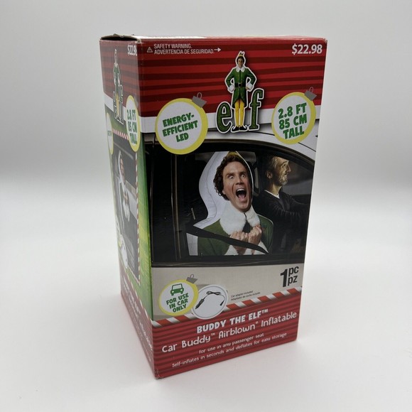 Buddy The Elf Airblown Inflatable 2.8' Car Buddy Christmas LED Lights Up NEW NIB - Picture 1 of 9